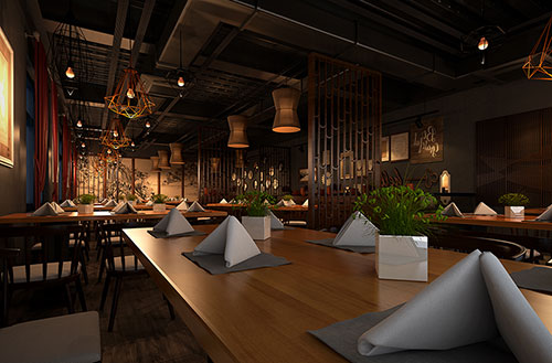 吐鲁番简约大气中式风格餐厅设计装修效果图
