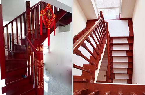 吐鲁番自建别墅中式实木楼梯全屋定制设计效果图